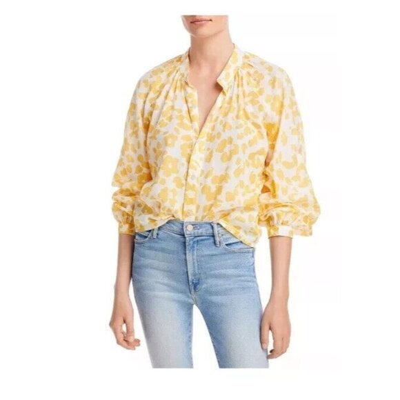 Mother The Sunburst Leopard Floral Print Button Front Blouse Size Large - Picture 1 of 11